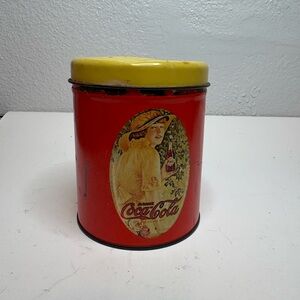 Coca-Cola Red and Yellow Tin Canister